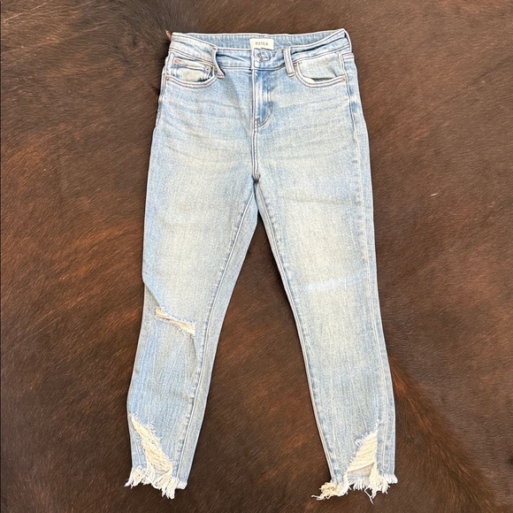 pistola Denim - Pistola Light Blue Distressed Cropped Jeans